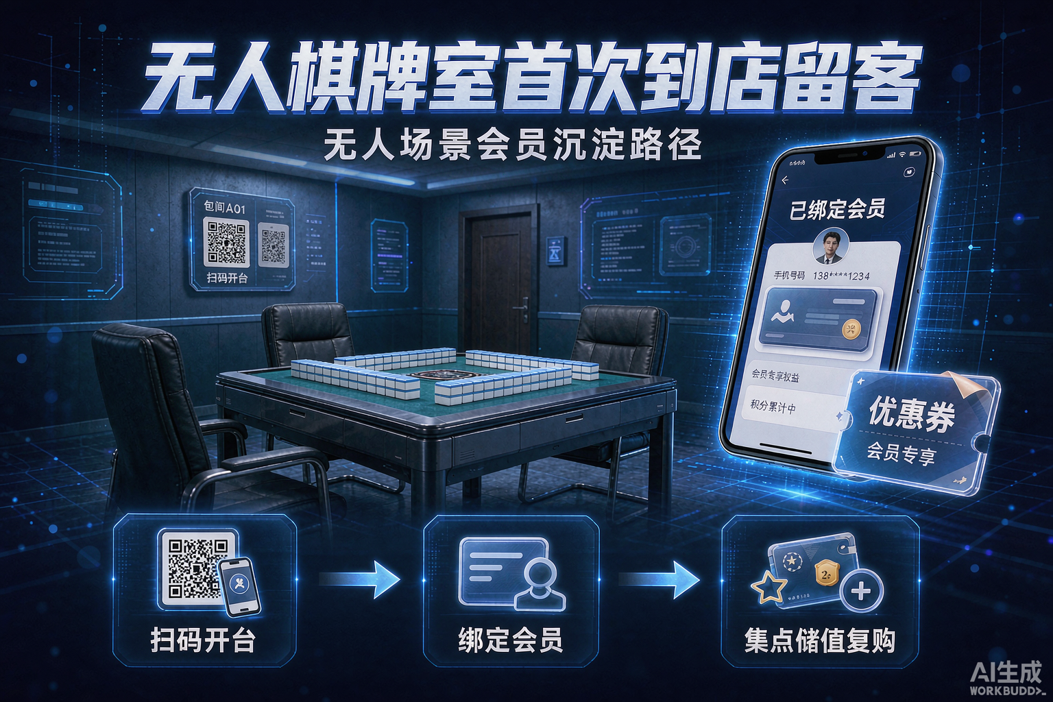 无人棋牌室首次到店怎么变成回头客?无人场景会员沉淀路径 | 小界智能管家
