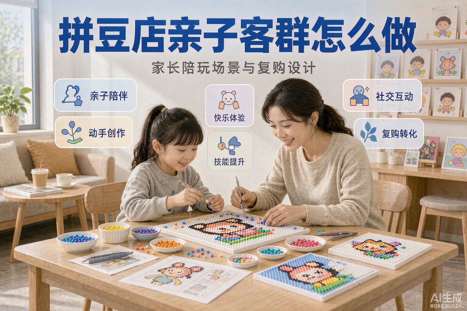 拼豆店亲子客群怎么做？家长陪玩场景与复购设计 | 小界手工门店