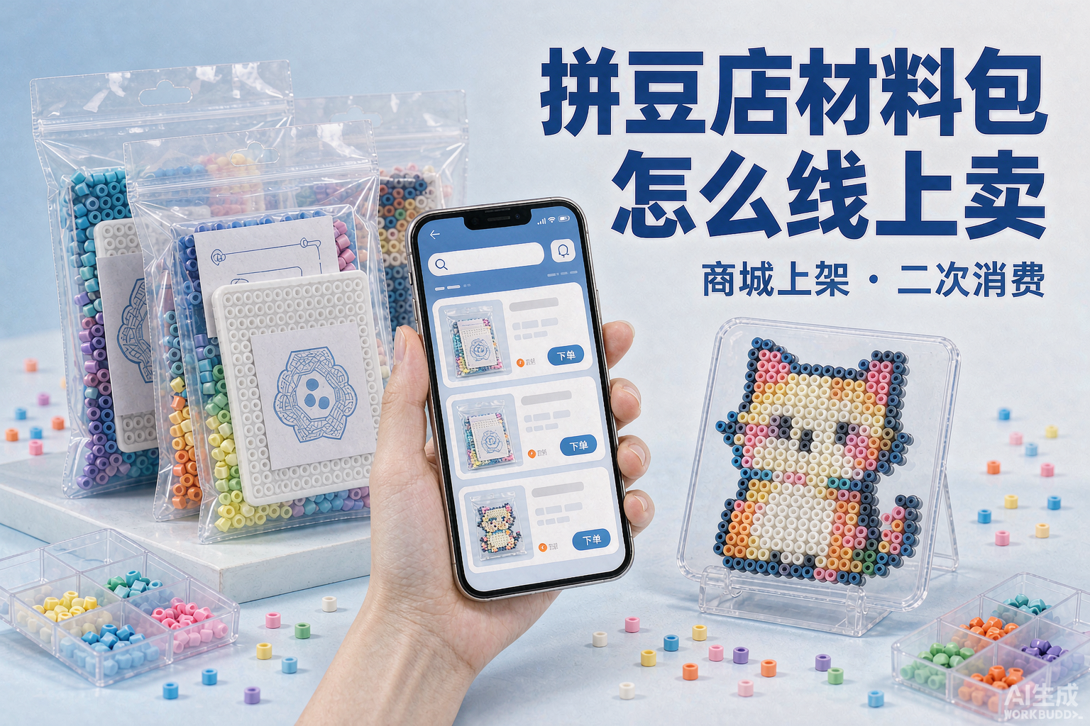 拼豆店材料包怎么线上卖？商城上架与二次消费 | 小界手工门店